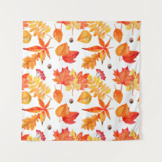 Watercolor leaves seamless pattern tapestry
