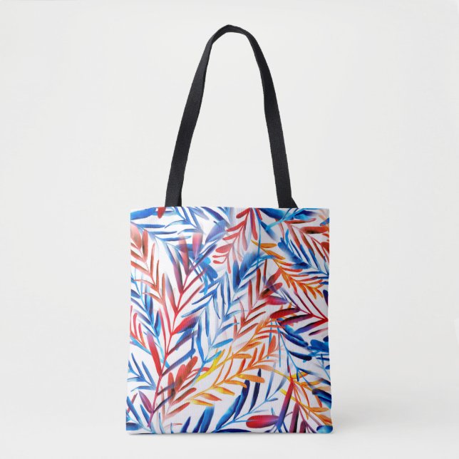 Watercolor leaves seamless pattern tote bag (Front)