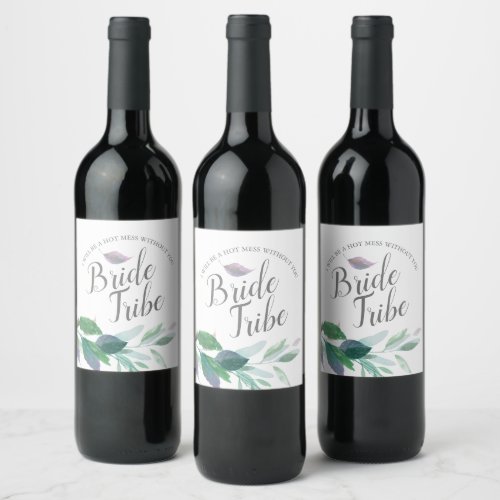 Watercolor Leaves Spring Bridesmaid Proposal Wine Label