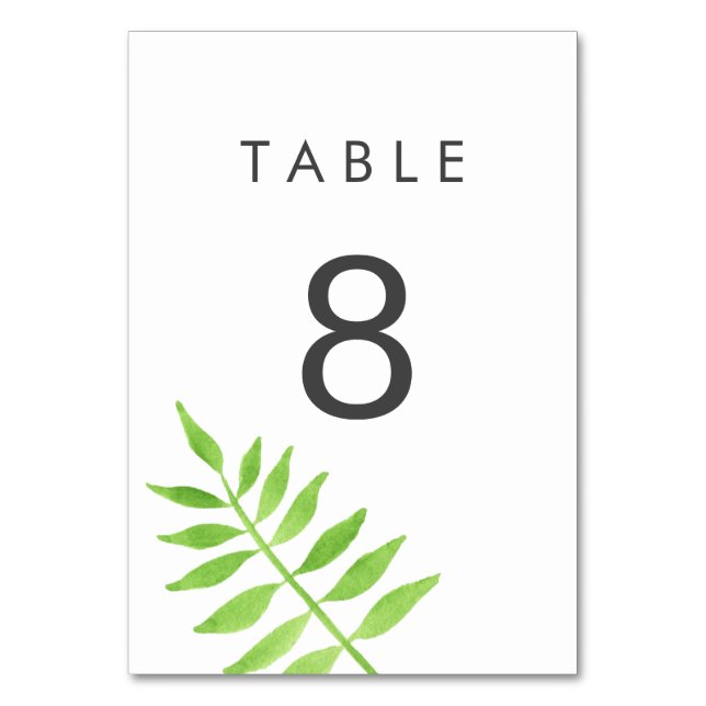 Watercolor Leaves Table Number (Front)
