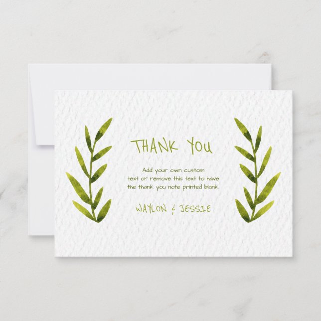 Watercolor Leaves Thank You Cards (Front)