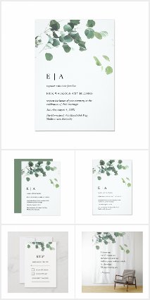 Watercolor leaves wedding
