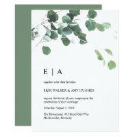 Watercolor leaves wedding invitation