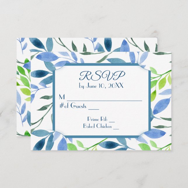 Watercolor Leaves Wedding RSVP (Front/Back)