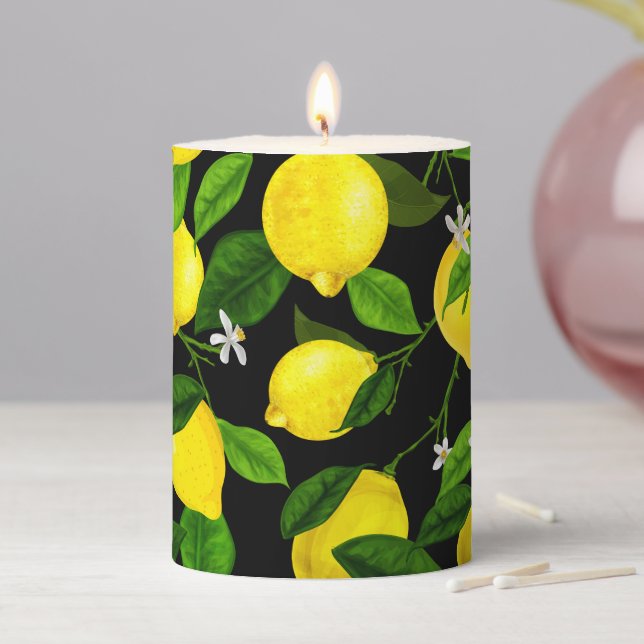 Watercolor Lemon 2 Pillar Candle (In Situ)