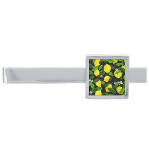 Watercolor Lemon 2 Silver Finish Tie Bar