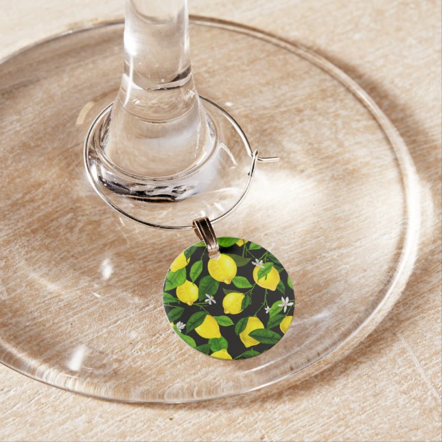 Watercolor Lemon 2 Wine Charm (In Situ)