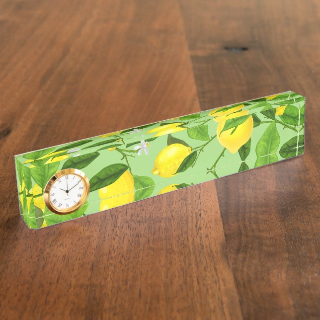 Watercolor Lemon 3 Desk Name Plate (Side)