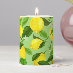 Watercolor Lemon 3 Pillar Candle