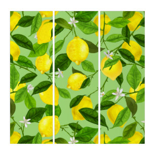 Watercolor Lemon 3 Triptych