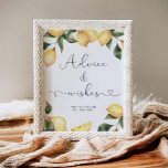 Watercolor lemon advice and wishes for Newlyweds  Poster<br><div class="desc">Watercolor lemon advice and wishes for Newlyweds. Citrus advice and wishes card.
Matching items available.</div>