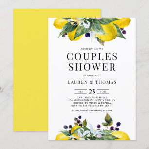 Watercolor Lemon and Blackberry Couples Shower Invitation