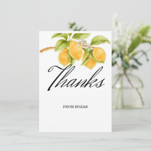 Watercolor Lemon and Blossoms Birthday Thank You Card