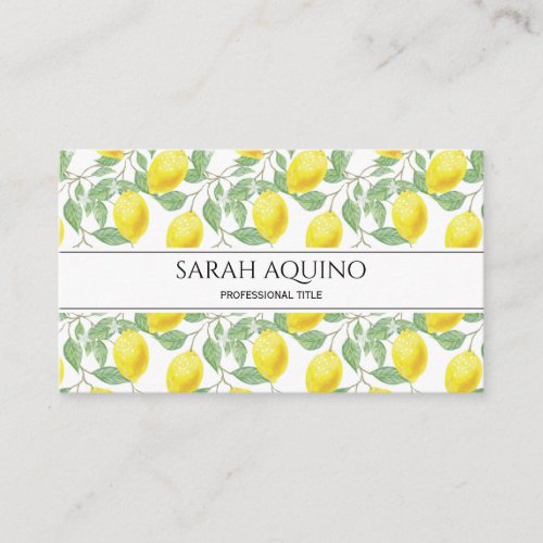 Watercolor Lemon And Foliage Business Card