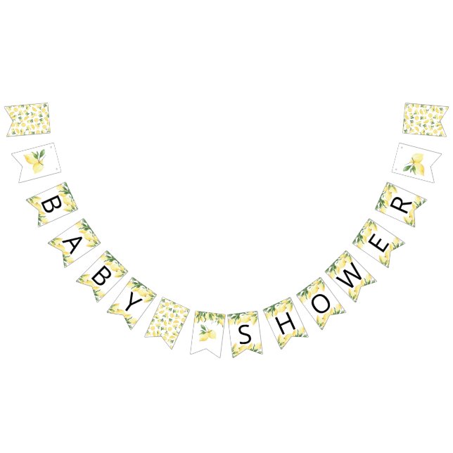 Watercolor Lemon Baby Shower Bunting Flags (All)