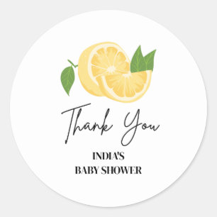 Watercolor lemon baby shower classic round sticker