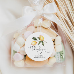 Watercolor lemon baby shower favors classic round sticker