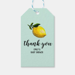 Watercolor lemon baby shower favors gift tags