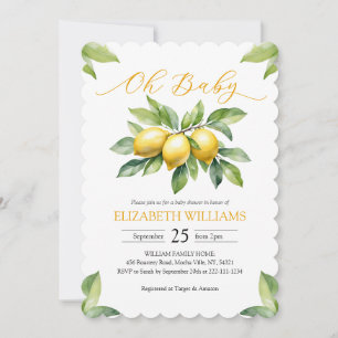 Watercolor Lemon Baby Shower Invitation