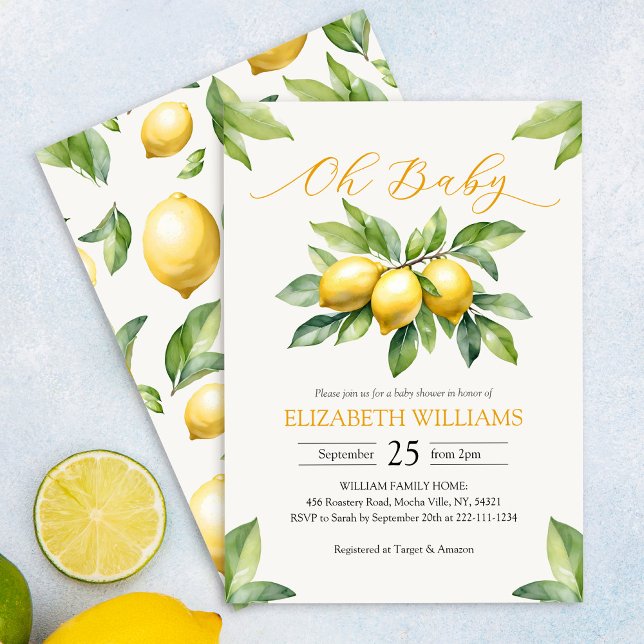 Watercolor Lemon Baby Shower Invitation (Creator Uploaded)