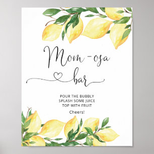 Watercolor Lemon Baby Shower Mom-osa Bar Sign
