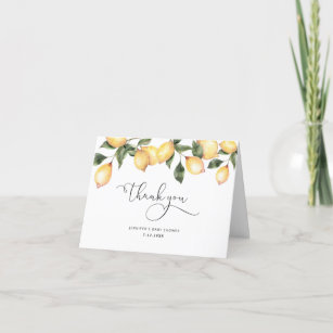 Watercolor lemon baby shower  thank you card