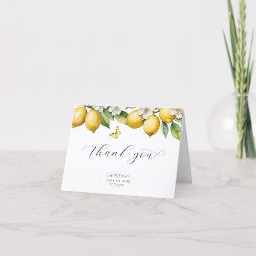 Watercolor Lemon Baby Shower Thank You Card