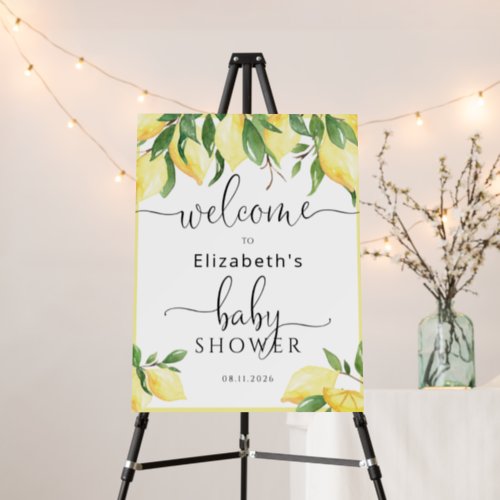 Watercolor Lemon Baby Shower Welcome Sign