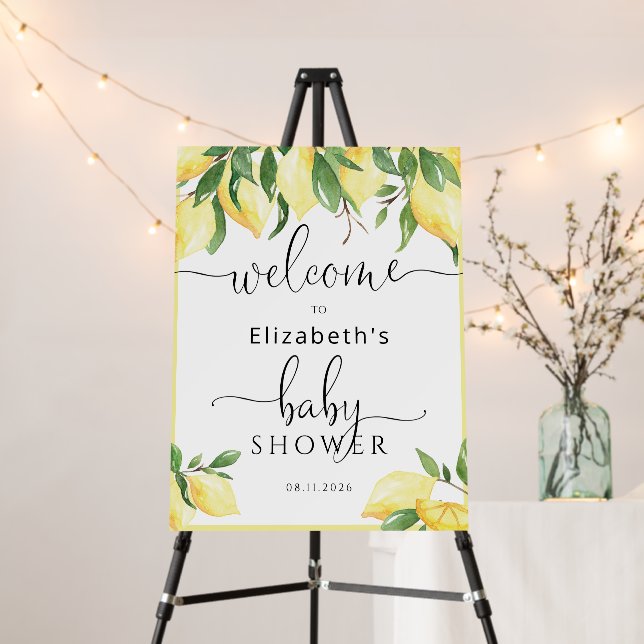 Watercolor Lemon Baby Shower Welcome Sign (In Situ (Stand))