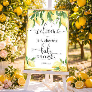Watercolor Lemon Baby Shower Welcome Sign