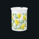 Watercolor Lemon Beverage Pitcher<br><div class="desc">Watercolor Lemon,  textile,  fabric,  leaf,  green,  yellow,  lemon,  fruit,  seamless,  background,  natural,  design,  artwork,  mode,  pattern</div>