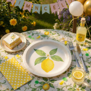 Watercolor Lemon Birthday Paper Plates