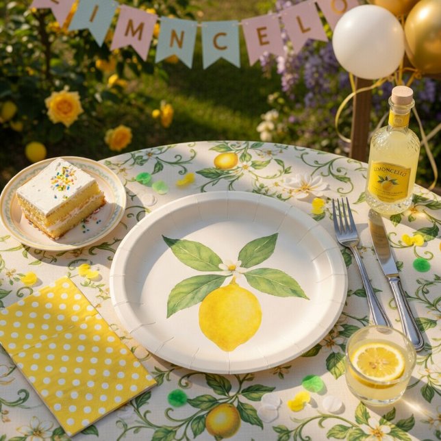 Watercolor Lemon Birthday Paper Plates (Creator Uploaded)