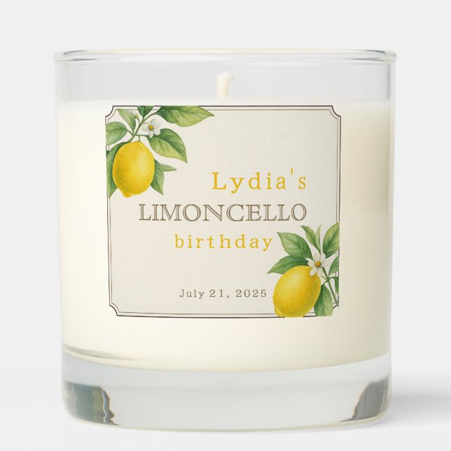 Watercolor Lemon Birthday  Scented Candle (Front)