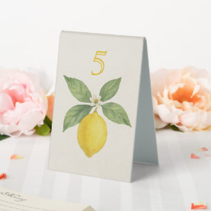 Watercolor Lemon Birthday Table Tent