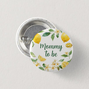 Watercolor Lemon Blossom Button for Mommy to be