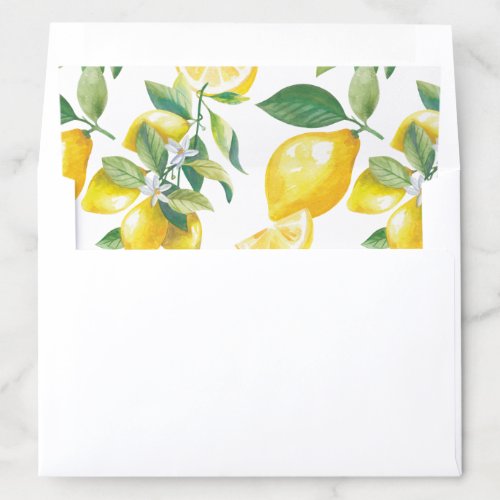 Watercolor Lemon Blossom Citrus Fruit Envelope Liner