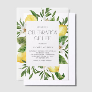 Watercolor Lemon Blossom Frame Celebration of Life Vellum Invitations