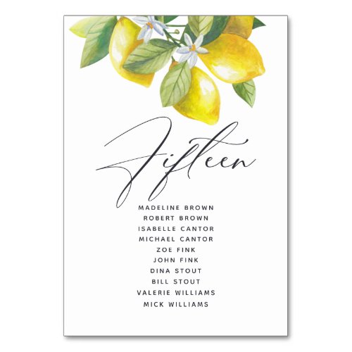 Watercolor Lemon Blossom Seating Chart Table Numbe Table Number