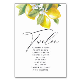 Watercolor Lemon Blossom Seating Chart Table Numbe Table Number
