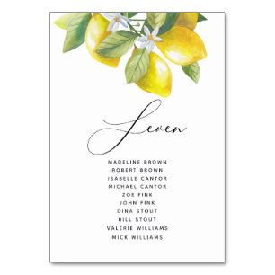 Watercolor Lemon Blossom Seating Chart Table Number
