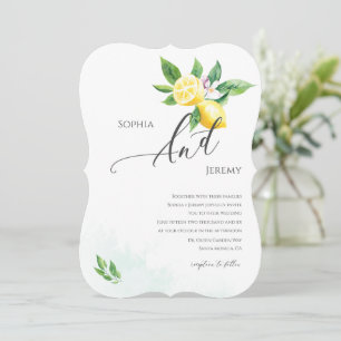 Watercolor Lemon Blossom Summer Wedding Invitation
