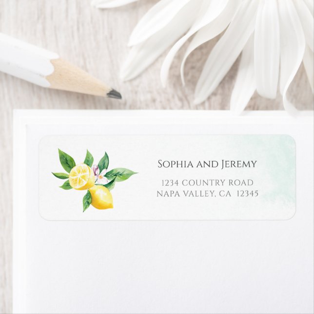 Watercolor Lemon Blossom Summer Wedding  Label (Insitu)