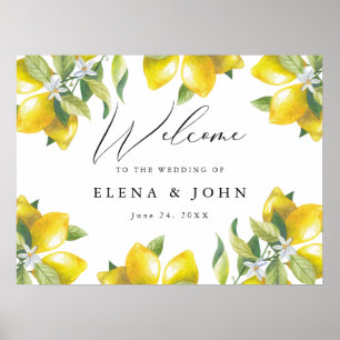 Watercolor Lemon Blossom Wedding Welcome Sign