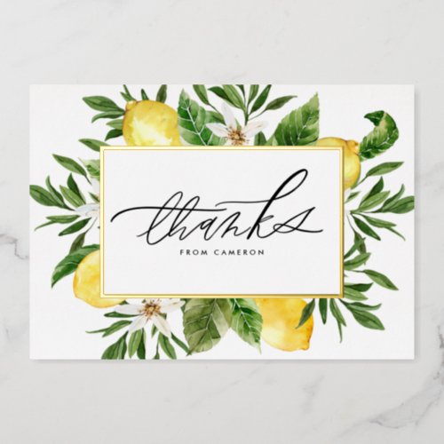 Watercolor Lemon Blossoms Frame Thank You Card