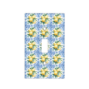 Watercolor Lemon Blue Light Switch Cover