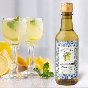 Watercolor Lemon Blue Tile Limoncello Mini Labels