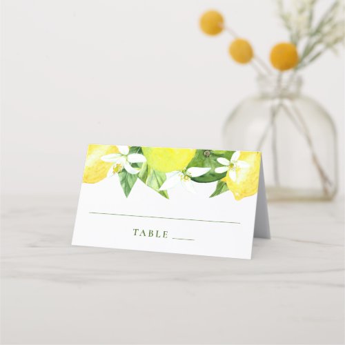 Watercolor Lemon Botanical Wedding Place Card