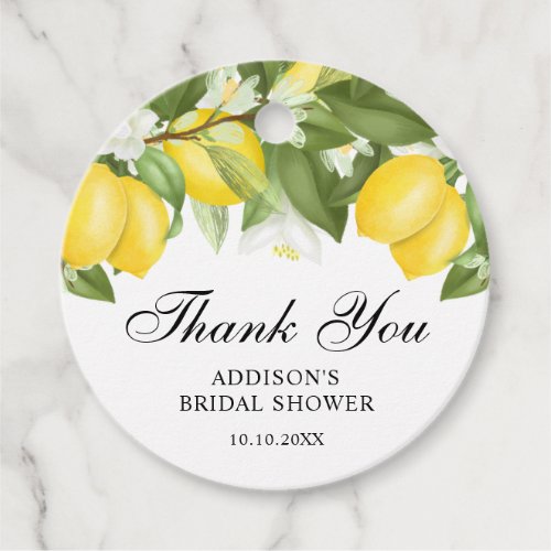 Watercolor Lemon Bouquet Bridal Shower Thank You Favor Tags