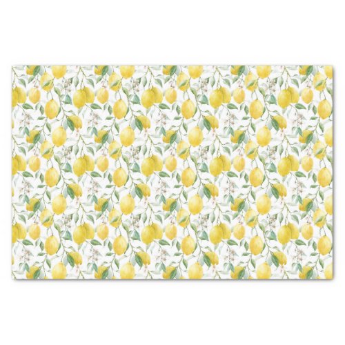 Watercolor Lemon Bouquet Summer Pattern Tissue Paper